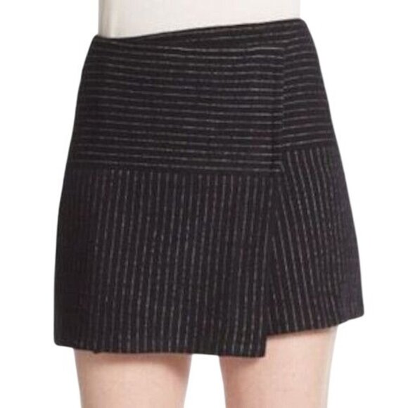 Alice + Olivia Dresses & Skirts - Alice + Olivia NWT Pinstripe Faux Wrap Black White Wool Mini Skirt 8
